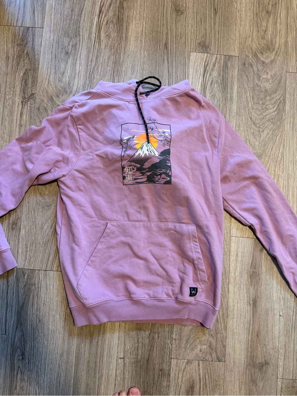 Men's Crewneck Sweater with Sunrise Mountain Graphic - Pink